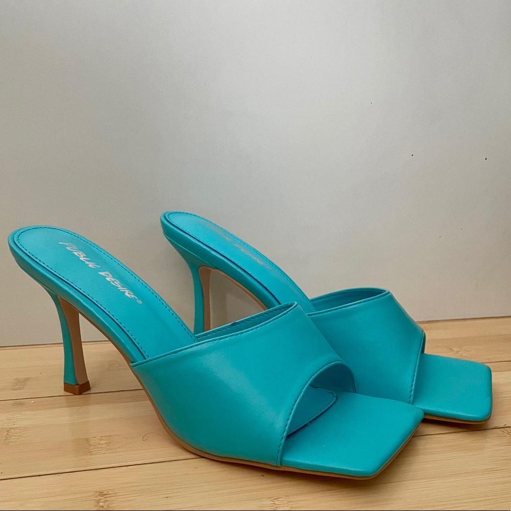 NEW Turquoise Public Desire mules, size 9